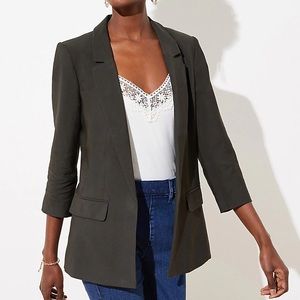 Loft 3/4 sleeve open blazer - Italian Olive